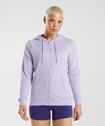Dámské Mikiny S Kapucí Gymshark Tréninková Zip Fialové | CZ 3570XYU